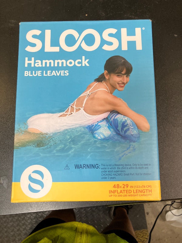 Photo 1 of SLOOSH Hammock Pool Floats Adults, 4-in-1 Multi-Purpose Inflatable Pool Floaties Soft PVC Water Hammock Lounge (Blue)
