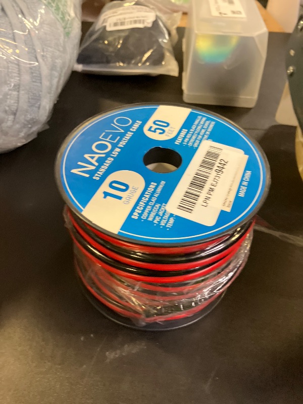 Photo 1 of NAOEVO 10 Gauge Wire 50FT, 2 Conductors Electrical Wire Red Black Cable, Flexible/Low Voltage/PVC 10 AWG Copper Clad Aluminum Extension Cord for Speaker, LED Strips, Automotive 12V/24V DC