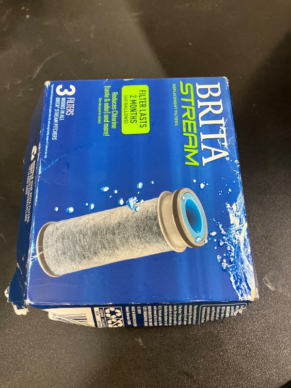 Photo 1 of Brita Stream Water Filter Replacements for Stream Pitchers and Dispensers, Lasts 2 Months, Reduces Chlorine Taste and Odor, 3 Count