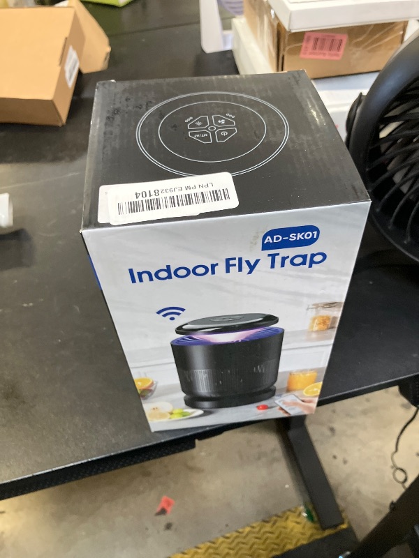 Photo 1 of Fruit Fly Trap for Indoors, Fly Trap Indoor with Remote Control, Gnat Traps for House Mosquito Trap Fly Catcher Indoor with Suction, Bug Light and Sticky Boards (Black&Purple)