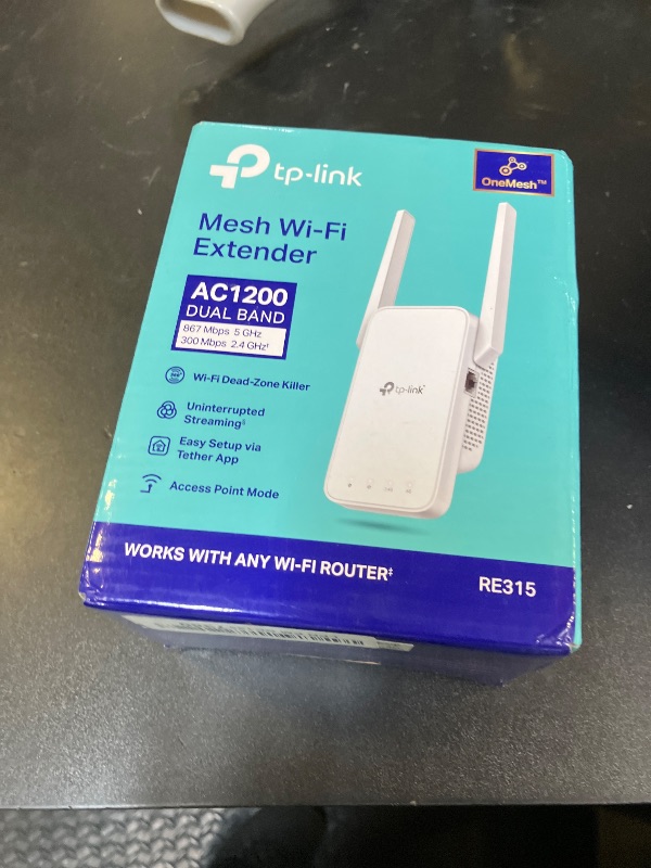 Photo 1 of TP-Link AC1200 WiFi Extender, 2025 Wirecutter Best WiFi Extender, 1.2Gbps Home Signal Booster, Dual Band 5GHz/2.4GHz, Up to 1600 Sq.ft and 32 Devices, EasyMesh Compatible, One Ethernet Port (RE315)