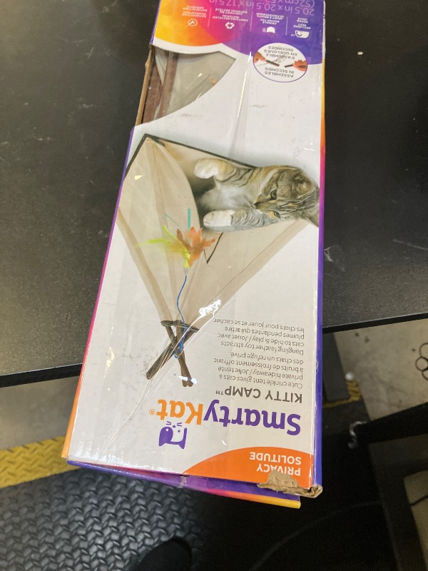 Photo 1 of SmartyKat Kitty Camp Crinkle Cat Tent Hideaway with Feather Toy - Beige, One Size
