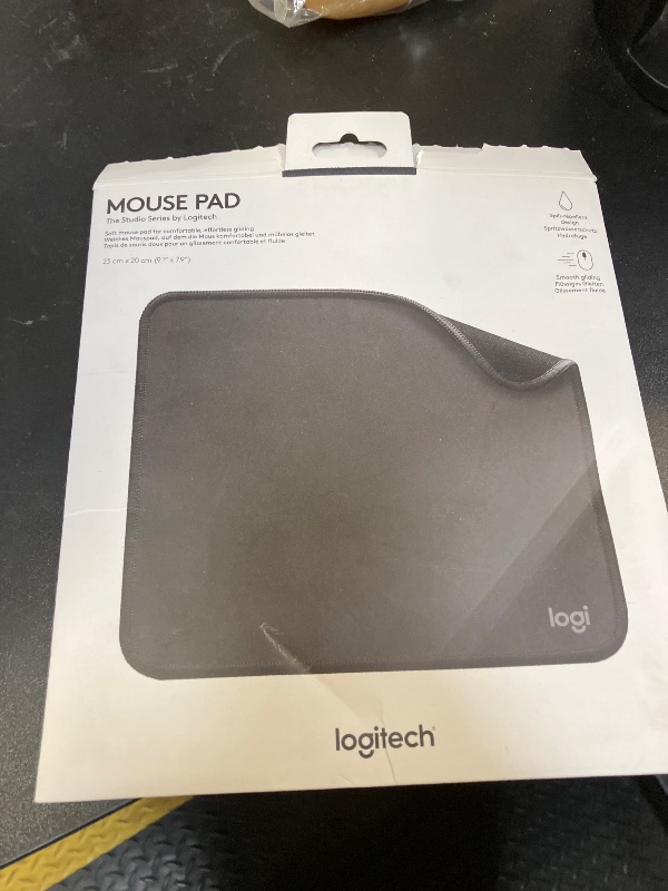 Photo 1 of Logitech Mouse Pad - Studio Series, Computer Mouse Mat with Anti-Slip Rubber Base, Easy Gliding, Spill-Resistant Surface, Durable Materials, Portable, in a Fresh Modern Design, Graphite