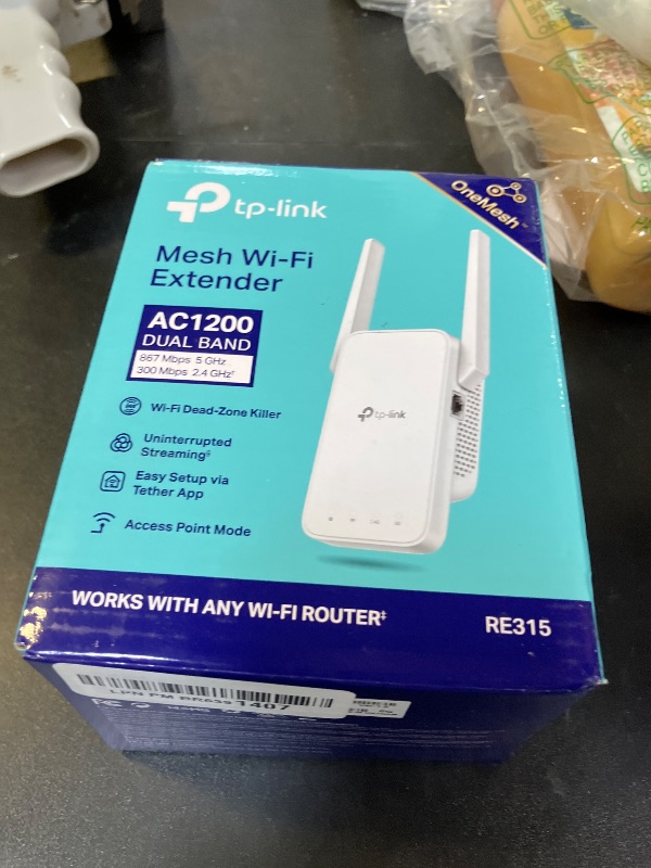 Photo 1 of TP-Link AC1200 WiFi Extender, 2025 Wirecutter Best WiFi Extender, 1.2Gbps Home Signal Booster, Dual Band 5GHz/2.4GHz, Up to 1600 Sq.ft and 32 Devices, EasyMesh Compatible, One Ethernet Port (RE315)