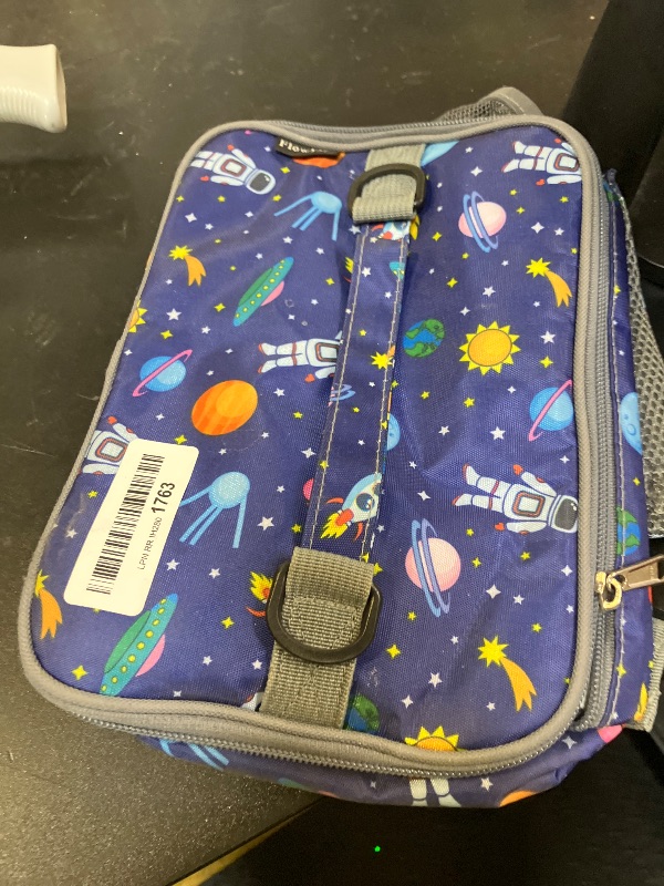 Photo 1 of FlowFly Kids Lunch Bag, Durable Insulated School Lunch Box with Shoulder Strap and Bottle Holder, Water-resistant Thermal Small Lunch Cooler Tote for Teen Boys & Girls,Astronaut