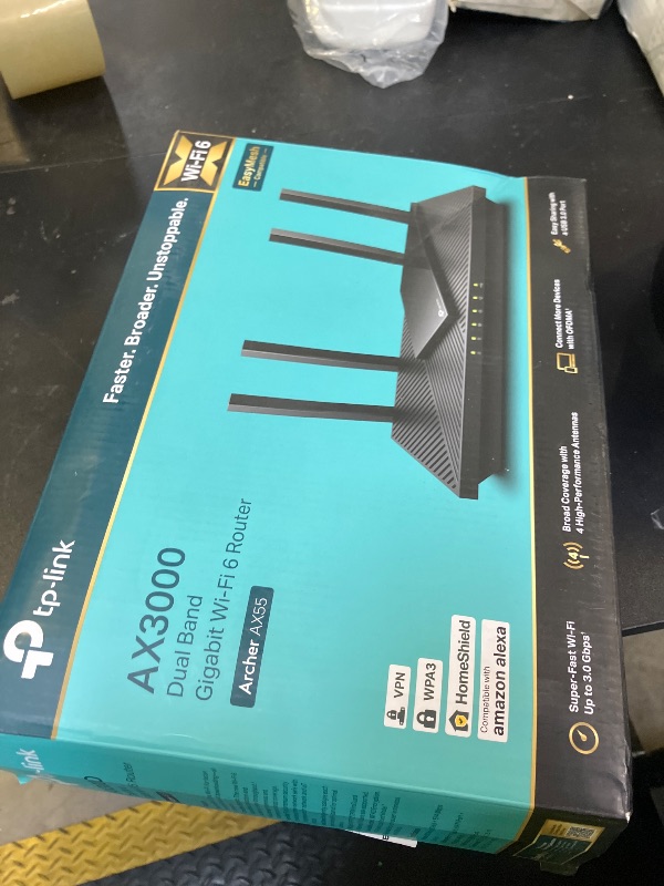 Photo 1 of TP-Link Dual-Band AX3000 Wi-Fi 6 Router Archer AX55 | Wireless Gigabit Internet Router for Home | EasyMesh Compatible | VPN Clients & Server | HomeShield, OFDMA, MU-MIMO | USB 3.0 | Secure by Design