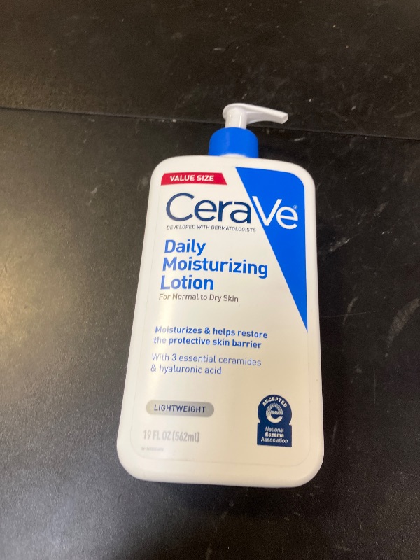 Photo 1 of CeraVe Daily Moisturizing Lotion for Dry Skin, Body Lotion & Face Moisturizer with Hyaluronic Acid and Ceramides, Daily Moisturizer, Fragrance Free, Oil-Free, 19 Ounce