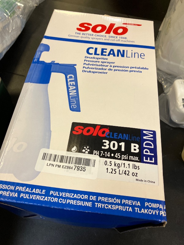 Photo 1 of SOLO 301-B 1.25-Liter CLEANLine One-Hand Sprayer, EPDM Seals (PH 7-14) and O-Rings