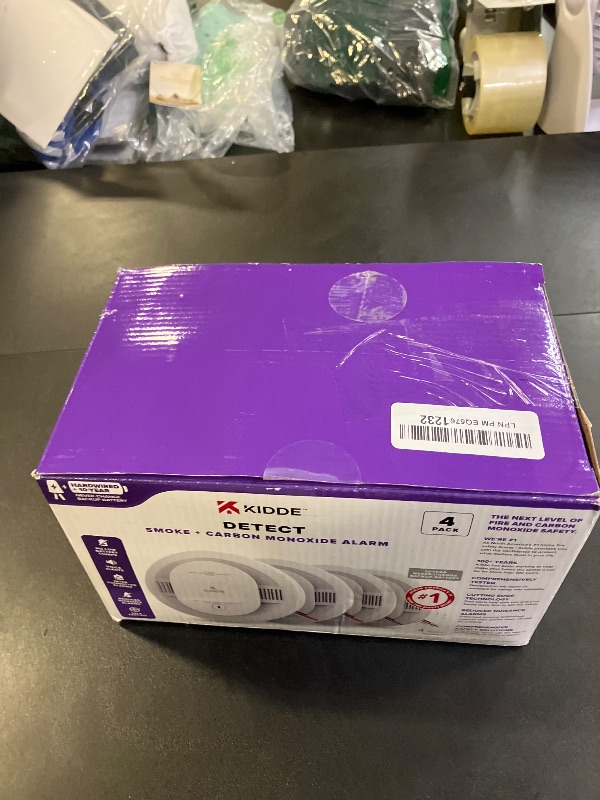 Photo 1 of Kidde Hardwired Smoke & Carbon Monoxide Detector, 10-Year Battery Backup, Voice Alerts, Interconnectable LED Warning Light Indicators, 4 Pack