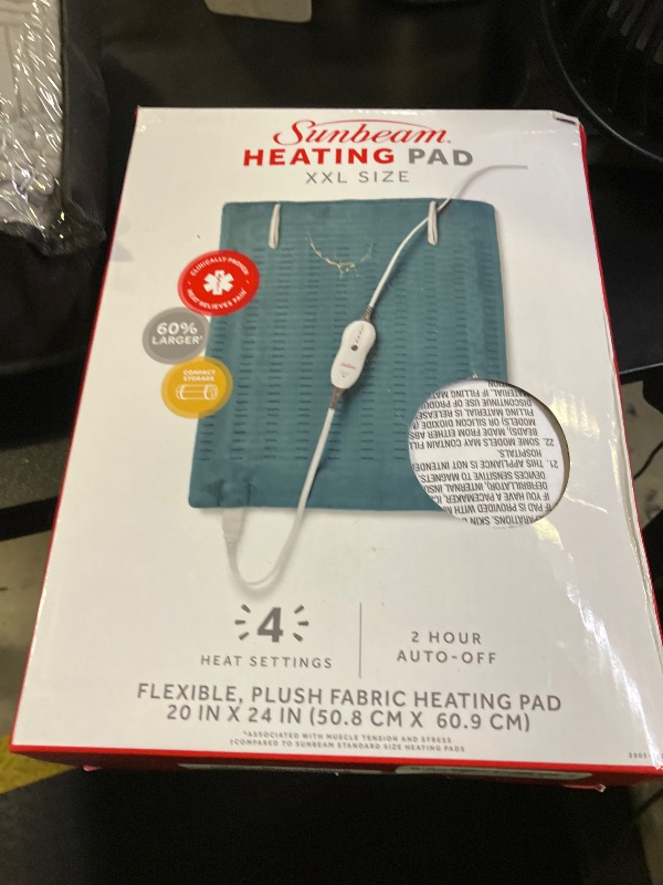 Photo 1 of Sunbeam XXL Heating Pad, 20"x 24", For Back, Neck, Shoulder, and Period Cramp Pain Relief, 4 Heat Settings, Auto Shut-Off, Machine-Washable, Gifts For Mom & Wife, FSA/HSA Eligible, Dark Teal