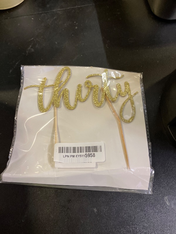 Photo 1 of Gold Glitter Thirty Cake Topper - Cheers to 30 Years Old, 30th Birthday Cake Topper, for 30th Anniversary Party Decorations (6 inch)