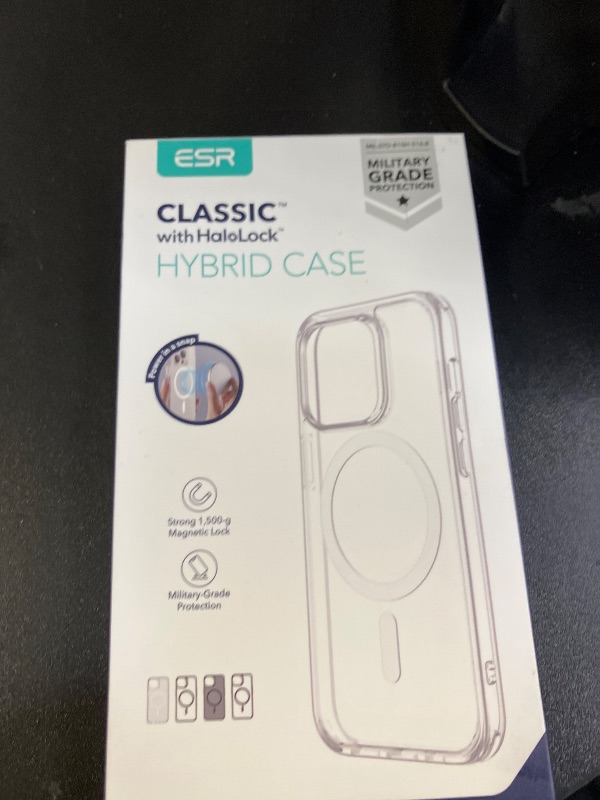 Photo 1 of ESR for iPhone 14 Pro Max Case, Compatible with MagSafe, Shockproof Military-Grade Protection, Yellowing Resistant, Magnetic Classic Hybrid Case (HaloLock), Clear Blue