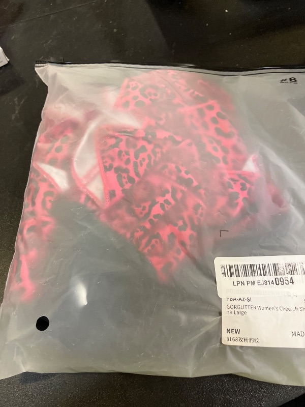 Photo 1 of GORGLITTER Women's Leopard Print Mini Skirts Y2K Ruffle Cheetah Layered Tiered Skorts with Shorts Hot Pink Large