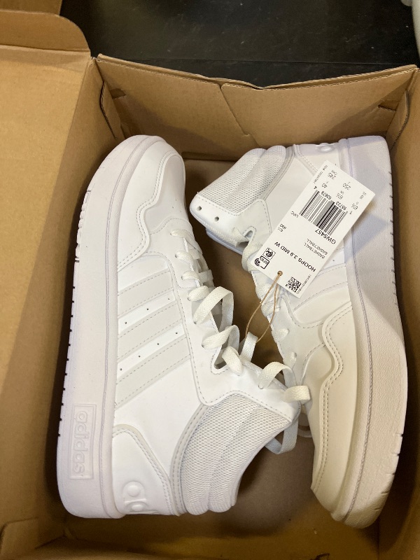Photo 1 of adidas Women's Hoops 3.0 Mid Top Basketball Shoe, White/White/Dash Grey, 8