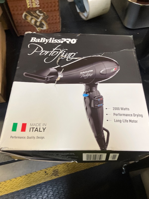 Photo 1 of BaBylissPRO Hair Dryer, Nano Titanium Portofino 2000-Watt Blow Dryer, Hair Styling & Appliances, Black, BPOR1