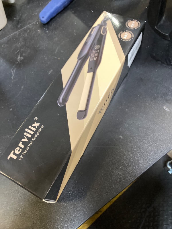 Photo 1 of Terviiix 1/2 Inch Flat Iron for Short Hair, Small Hair Straightener and Curler 2-in-1 for Pixie Cuts & Touch-Ups, Rounded Edge Mini Flat Iron for Men and Women, Dual Voltage Travel-Friendly