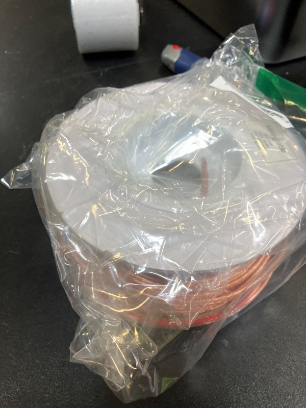 Photo 1 of Kinter Cable 100ft 14-Gauge Audio Stereo Speaker Wire 30.48 Meters 2 Conductor Polarity Marked Clear PVC, CCA, Spool in Box, for Home Theater, HiFi, Surround, Car Audio, 117 High Strand Count (.15 OD)