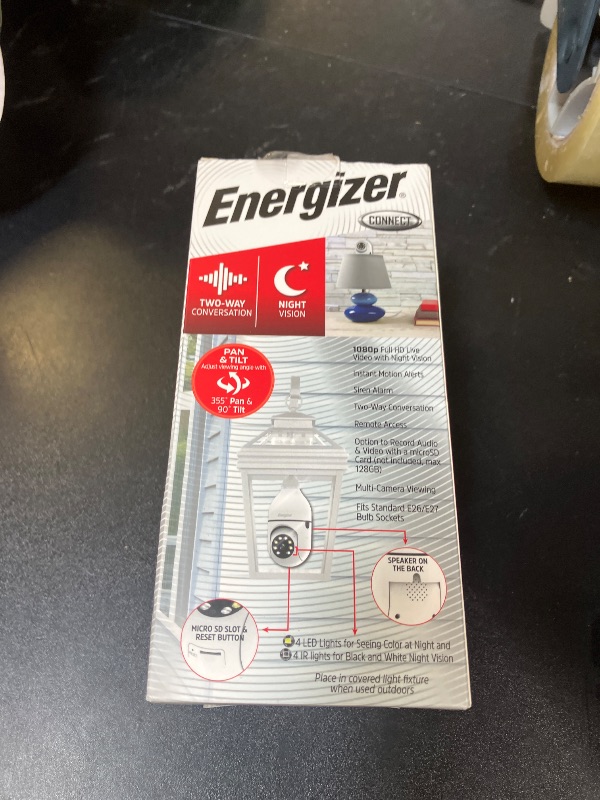 Photo 1 of Energizer Connect Smart 1080p HD Outdoor Security Socket Camera with Siren Alarm, Remote Access, Motion Alerts, 2 Way Audio and Night Vision, 2.4GHz Wi-Fi, White