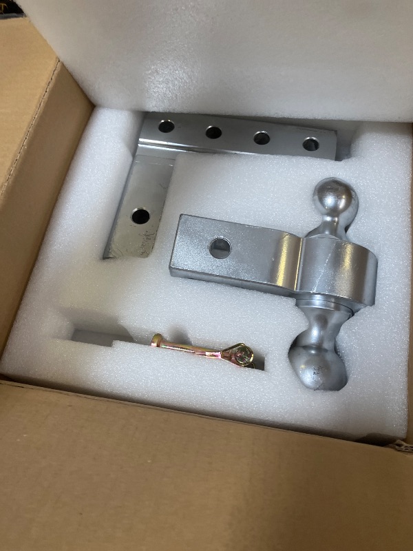 Photo 1 of LOCAME Adjustable Trailer Hitch, Fits 2-Inch Receiver, 8-Inch Drop/Rise Aluminum Drop Hitch, 12,500 LBS GTW-Tow Hitch for Heavy Duty Truck with Double Stainless Steel Locks, Silver, LC0004