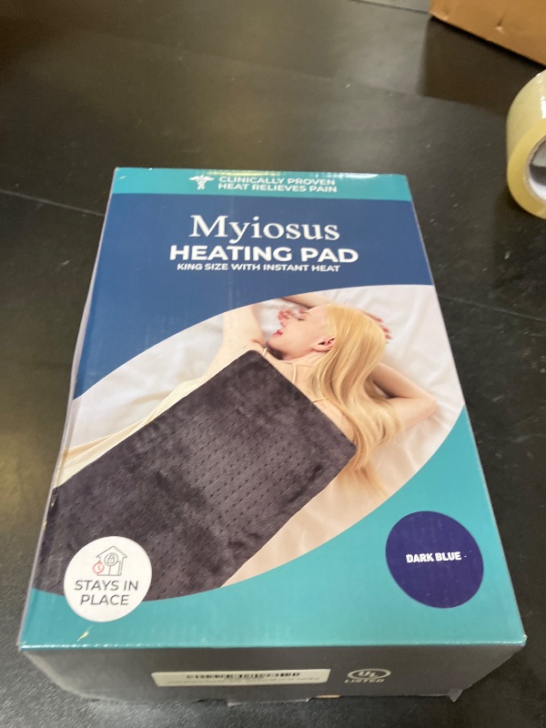 Photo 1 of Massaging Weighted Heating Pad for Back Pain Relief,Heating Pads for Neck, Shoulder,Cramp,Portable Heated Pad with 3 Heat Settings & 6 Massage,18 Relaxing Combinations,Auto Off,12"*24",Dark Blue