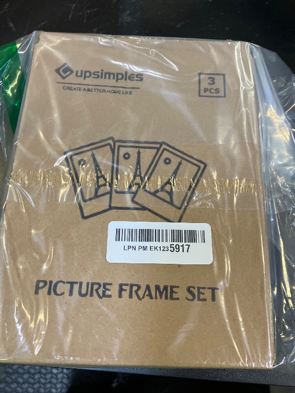 Photo 1 of upsimples 5x7 Picture Frame Set of 3, Made of High Definition Glass for 4x6 with Mat or 5x7 Without Mat, Wall and Tabletop Display Photo Frames, Black