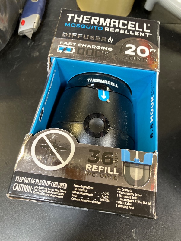 Photo 1 of Thermacell Mosquito Repellent E-Series Rechargeable Repeller; Patio Shield 20’ Mosquito Protection Zone; Includes 36-Hr Repellent Refill; No Flame or Scent; Bug Spray and Bug Zapper Alternative