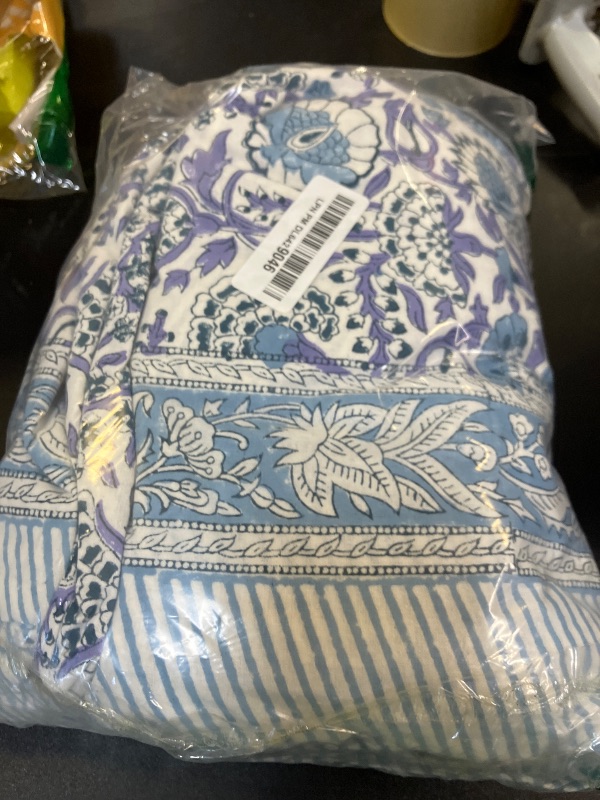 Photo 1 of CPC Tablecloth 100% Cotton 72x190 Inch Indian Block Print Rectangle Table Cover, Blue Table Cloth for Weddings, Spring/Summer, Barbeque - Indigo Blue