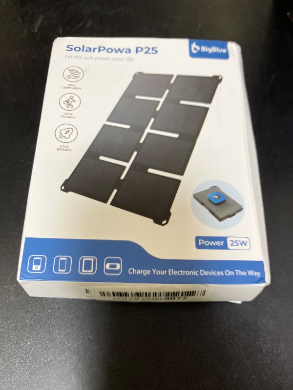 Photo 1 of [Pocket-Size]BigBlue Portable 25W Solar Panel Charger, Folding Solar Charger with USB-A and USB-C Ports, IP68 Waterproof Solar Panel for Backpacking Compatible with Cellphones, Tablets, Power Bank etc