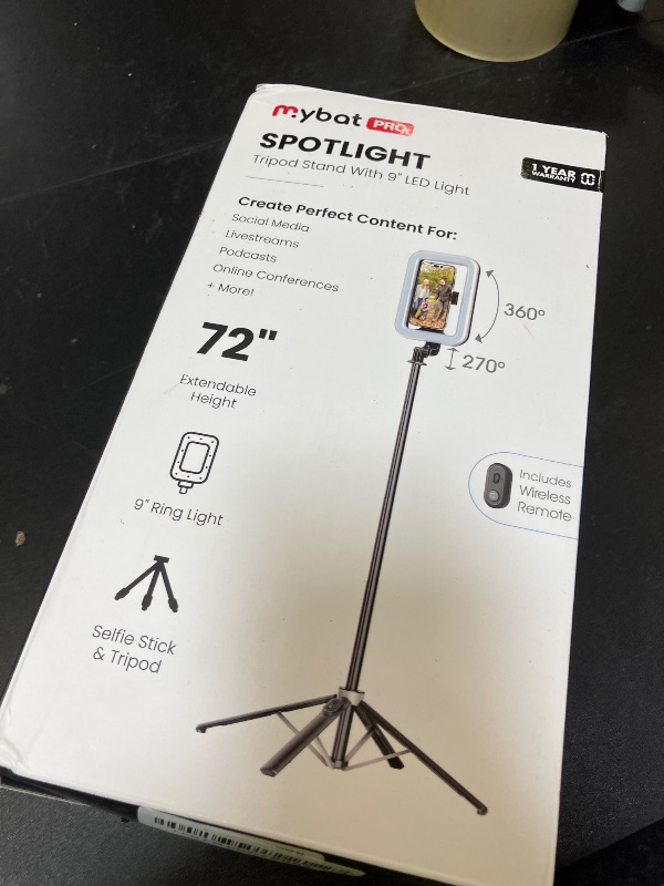 Photo 1 of M MYBAT PRO Selfie Ring Light with 72" Tripod Stand - Extendable Selfie Stick with Light for Phone, Live Streaming, Makeup, Travel, Gaming, Video, Includes Phone Holder& USB-C Powered
