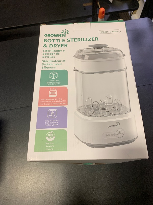 Photo 1 of GROWNSY Bottle Sterilizer and Dryer, Compact Electric Steam Baby Bottle Sterilizer (Esterilizador de Biberones), Bottle Sanitizer for Baby Bottles, Pacifiers, Pump Parts