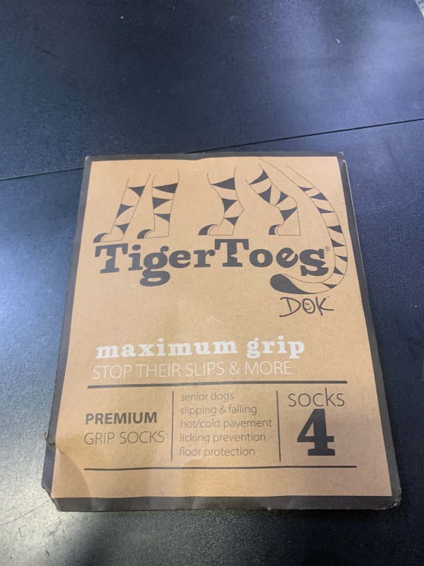 Photo 1 of DOK TigerToes Premium Non-Slip Dog Socks for Hardwood Floors - Extra-Thick Grip That Works Even When Twisted - Prevents Licking, Slipping, and Great for Dog Paw Protection (XXL, Cool Caramel)