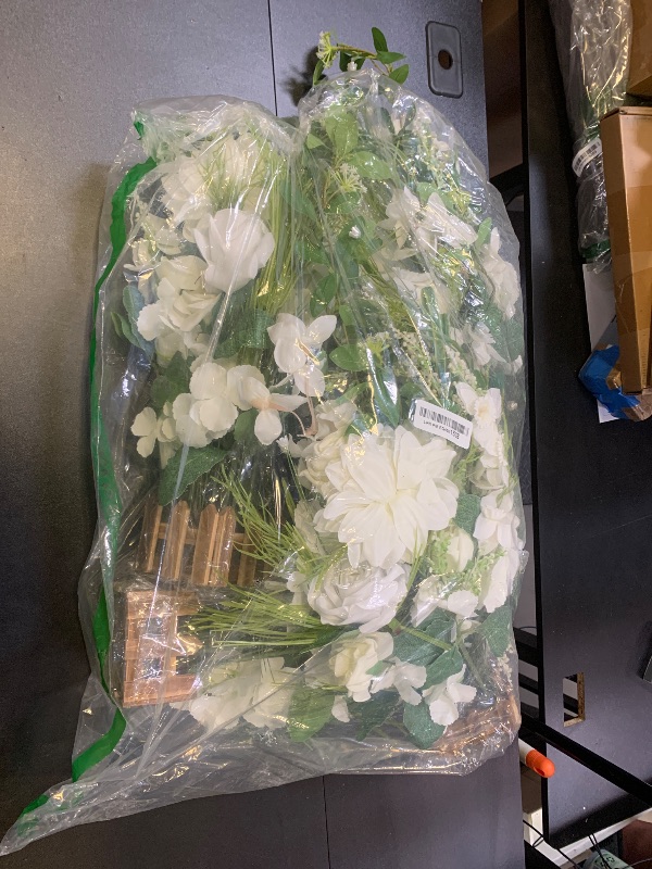 Photo 1 of Ling's moment 17.5" Tall Free Standing Artificial Flowers Arrangements 4 pcs Fall Wedding Aisle Runner Chair Decorations Lily of The Valley Ceremony Reception Rose Floral Party Outdoor Centerpieces