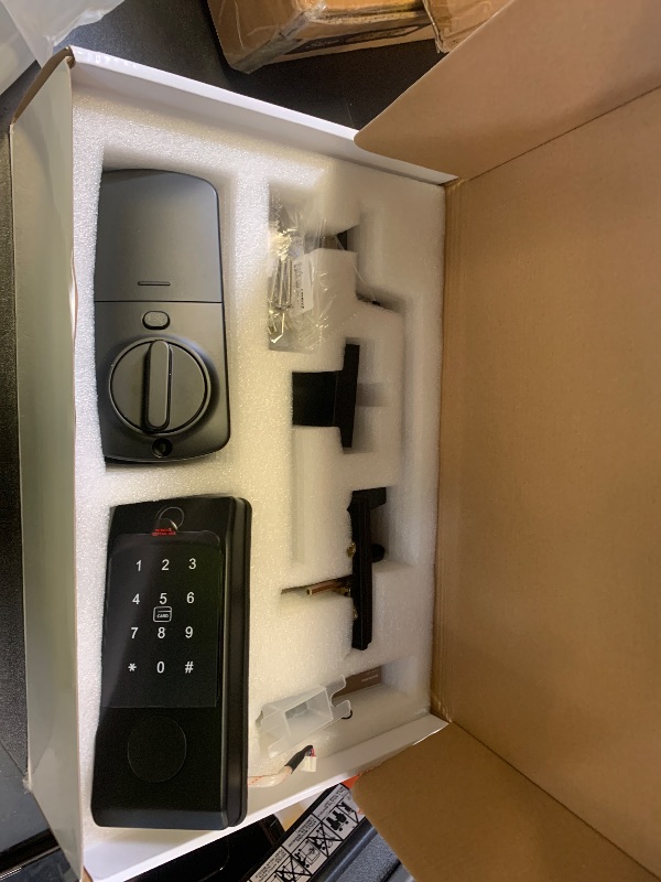 Photo 1 of Smart Door Lock with Handle, Miuedo Keyless Entry Lock Deadbolt Handle Set, Inclued WiFi Gateway Smart Deadbolt for Front, Fingerprint, Keypad Code, App Control, Voice Control(Black)