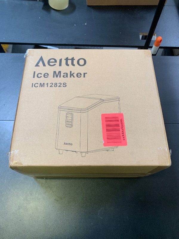 Photo 1 of Aeitto Ice Maker Countertop 26lbs/24H, Ice Machine 8 Ice Cubes Ready in 6 Mins, 2 Sizes of Bullet Ice Portable Ice Makers with Basket & Scoop, Auto Self-Cleaning for Home/Kitchen/Office Stainless