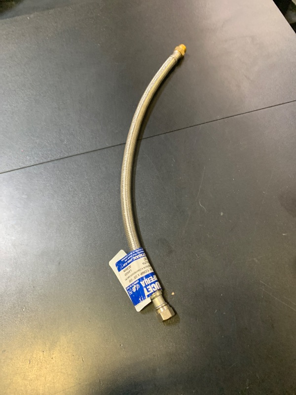 Photo 1 of Eastman 16 Inch Delta Style Flexible Faucet Connector, 3/8 Inch OD Male x 3/8 Inch ID Compression, Braided Stainless Steel with Nickel-Plated Brass Nuts, 48036