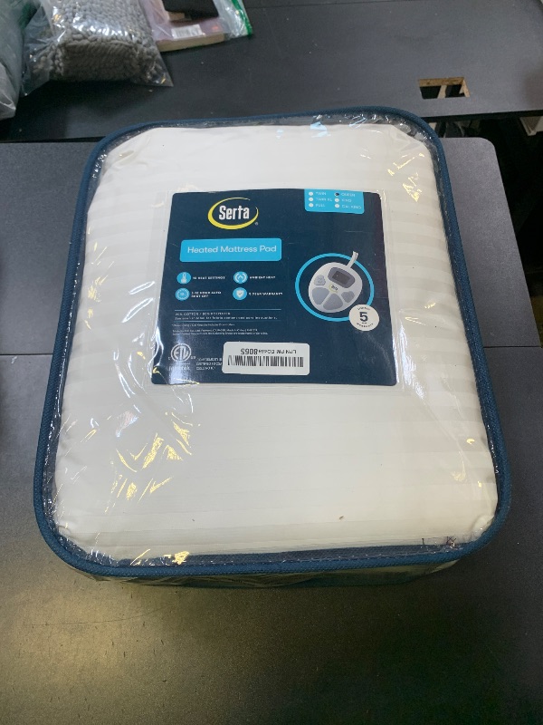Photo 1 of Serta Waterproof Heated Mattress Pad - Electric Bed Warmer with 10 Heat Settings, Auto Shut Off Timer, ETL Certified Electric Mattress Pad, Elastic Deep Pocket, Machine Washable, White Queen