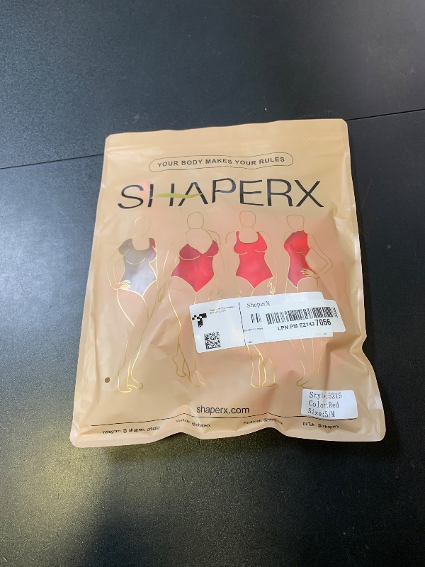Photo 1 of SHAPERX Women's Shapewear Bodysuit Tummy Control Body Shaper Seamless Sculpting Snatched Waist Body Suit,SZ5215-Red-S/M(One piece)