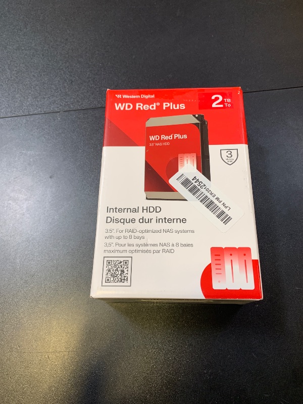 Photo 1 of Western Digital 2TB WD Red Plus NAS Internal Hard Drive HDD - 5400 RPM, SATA 6 Gb/s, CMR, 64 MB Cache, 3.5" -WD20EFPX