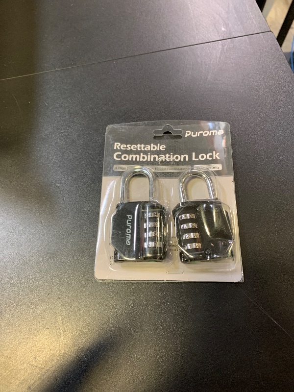 Photo 1 of Puroma 2 Pack Combination Lock for Locker 4 Digit Outdoor Waterproof Padlock for School, Gym, Sports, Fence, Toolbox, Gate, Case, Outdoor, Hasp Storage (Black)
