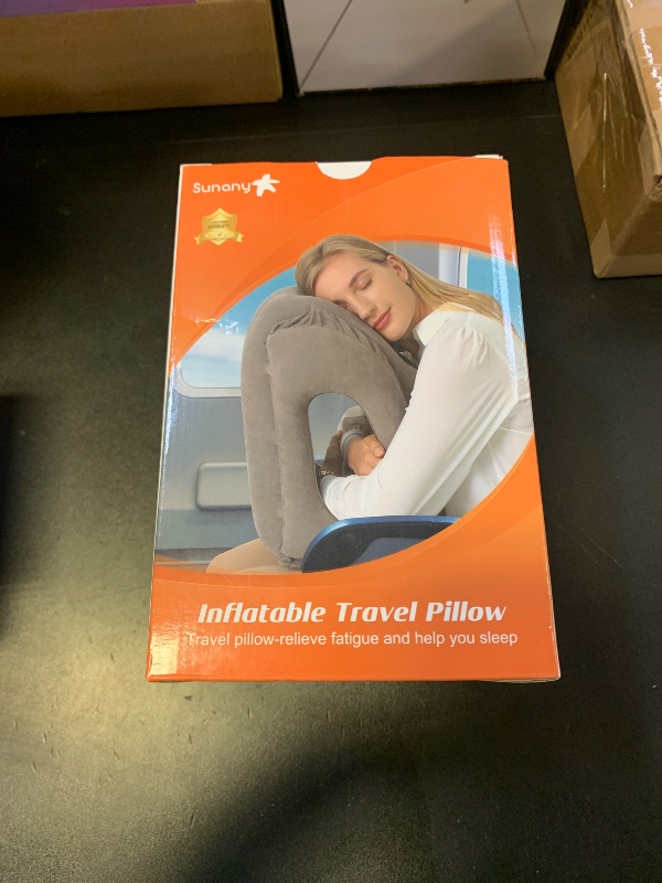Photo 1 of Sunany Travel Pillow, Inflatable Neck Pillow Used for Airplanes/Cars/Buses/Trains/Office Napping with Eye Mask/Earplugs (Blue)