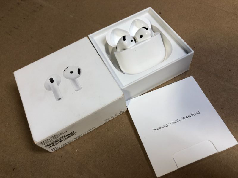 Photo 1 of Apple AirPods 4 Wireless Earbuds, Bluetooth Headphones, Personalized Spatial Audio, Sweat and Water Resistant, USB-C Charging Case, H2 Chip, Up to 30 Hours of Battery Life, Effortless Setup for iPhone