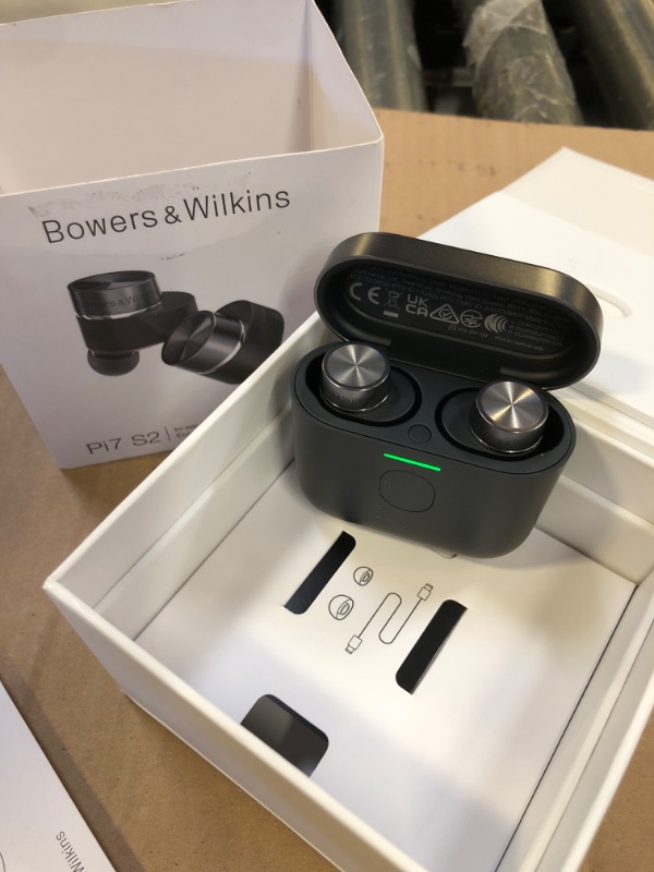 Photo 1 of Bowers & Wilkins Pi7 S2 True Wireless Earbuds - Active Noise Cancellation, Qualcomm aptX Technology, Bluetooth, Crystal-Clear Calls, Wireless & 15-Minute Quick Charging, Satin Black