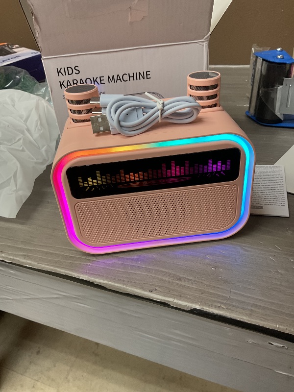 Photo 1 of TOZDTO Kids Karaoke Machine for Girls, Kids Toys Gifts for Age 3-12+, Portable Bluetooth Speaker with 2 Wireless Microphones, Toddler Singing Karaoke for Birthday, Family, Home Party (Pink)