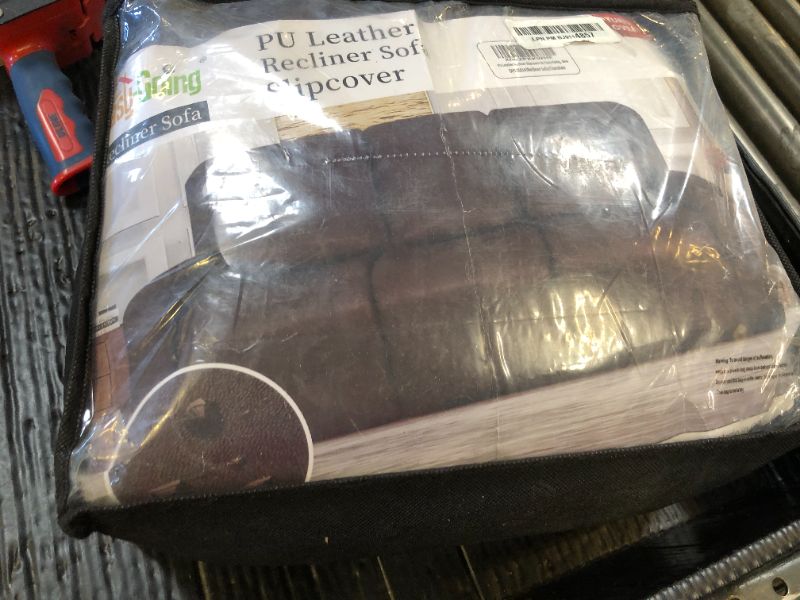 Photo 1 of Easy-Going PU Leather Recliner Sofa Slipcovers, Waterproof Stretch Sofa Covers, 8 Pieces Stretch Furniture Protector, Elastic Strap Shield Pets Kids Children Cats Dogs Chocolate