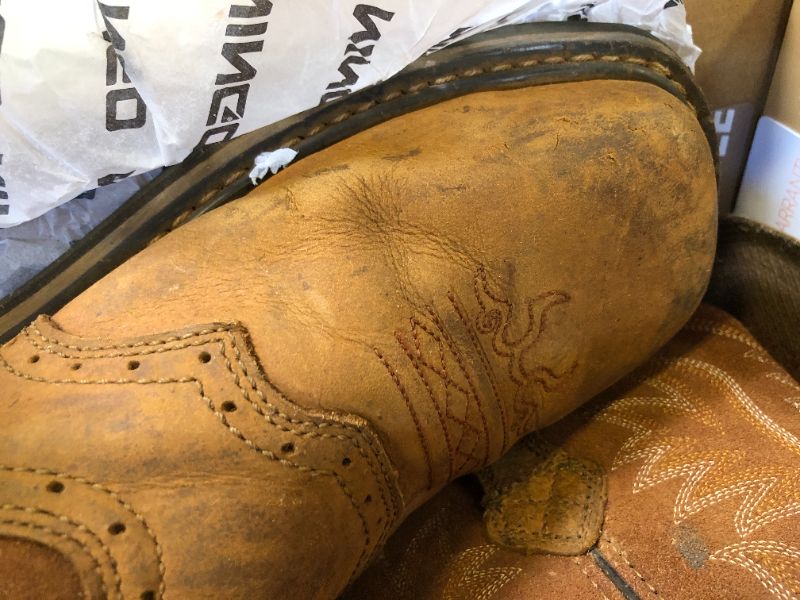 Photo 1 of 11--HISEA NINGO Men's Western Cowboy Boots Square Toe Steel Toe Work Boots Men's Slip On Pull On Leather Work Shoes Comfortable Safety Toe Footwear for Construction Farming Industrial, Steel Toe Brown