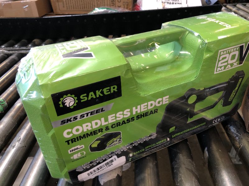 Photo 1 of Saker Cordless Hedge Trimmer-20V Electric Shrub Trimmer Grass Shears Handheld Grass Cutter, Hedge Shear with 2 PCS Rechargeable Battery and Charger for Garden, Lawn