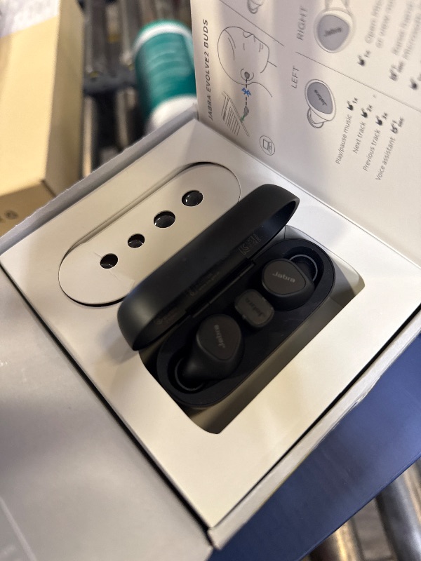 Photo 1 of Jabra Evolve2 True Wireless in-Ear Bluetooth Earbuds with Active Noise Cancellation (ANC) and 4-mic MultiSensor Voice Technology - Microsoft Teams Certified, Works with All Other Meeting apps - Black
