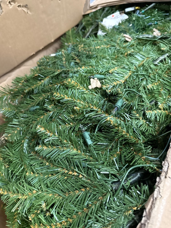 Photo 1 of National Tree Company Pre-Lit Artificial Full Christmas Tree, Green, Dunhill Fir, White Lights, Includes Stand, 9 Feet
