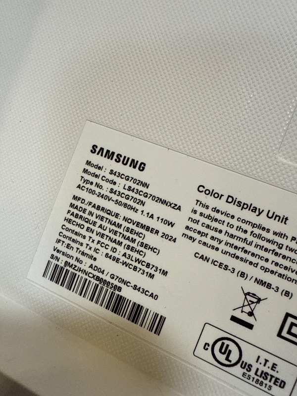 Photo 1 of SAMSUNG 43" Odyssey Neo G7 Series 4K UHD Smart Gaming Monitor, 144Hz, 1ms, VESA Display HDR600, Quantum Matrix Technology, AMD FreeSync Premium Pro, LS43CG702NNXZA, Black