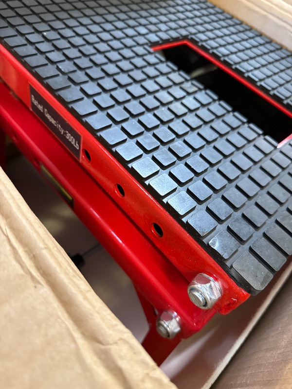 Photo 1 of 350 Lbs Hydraulic Motorcycle Scissor Lift Jack,14"-36" Lifting Height,Foot-Operated Motorcycle Stand Lift with 4 Wheels for ATV Dirt Bike,Red